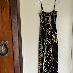 Lexbreezy Elegant Black and Gold Women's Lauhala Kahula Jumper XS